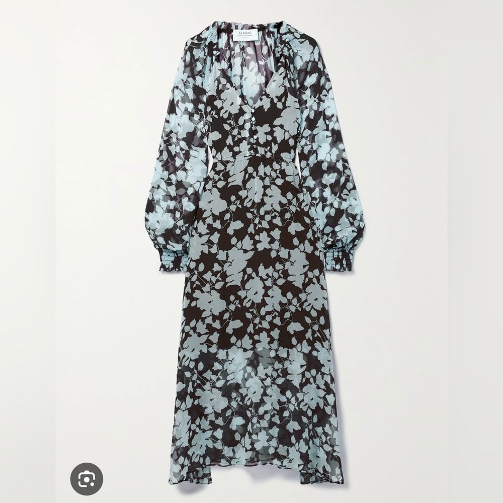 NWT La Ligne Aleksander Long Sleeve Chiffon Midi Dress XS
